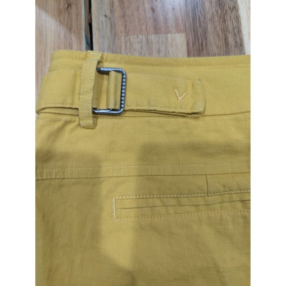 Vince Womens Linen Blend Shorts Size 4 Yellow Cuffed Lightweight Classic - Picture 4 of 4